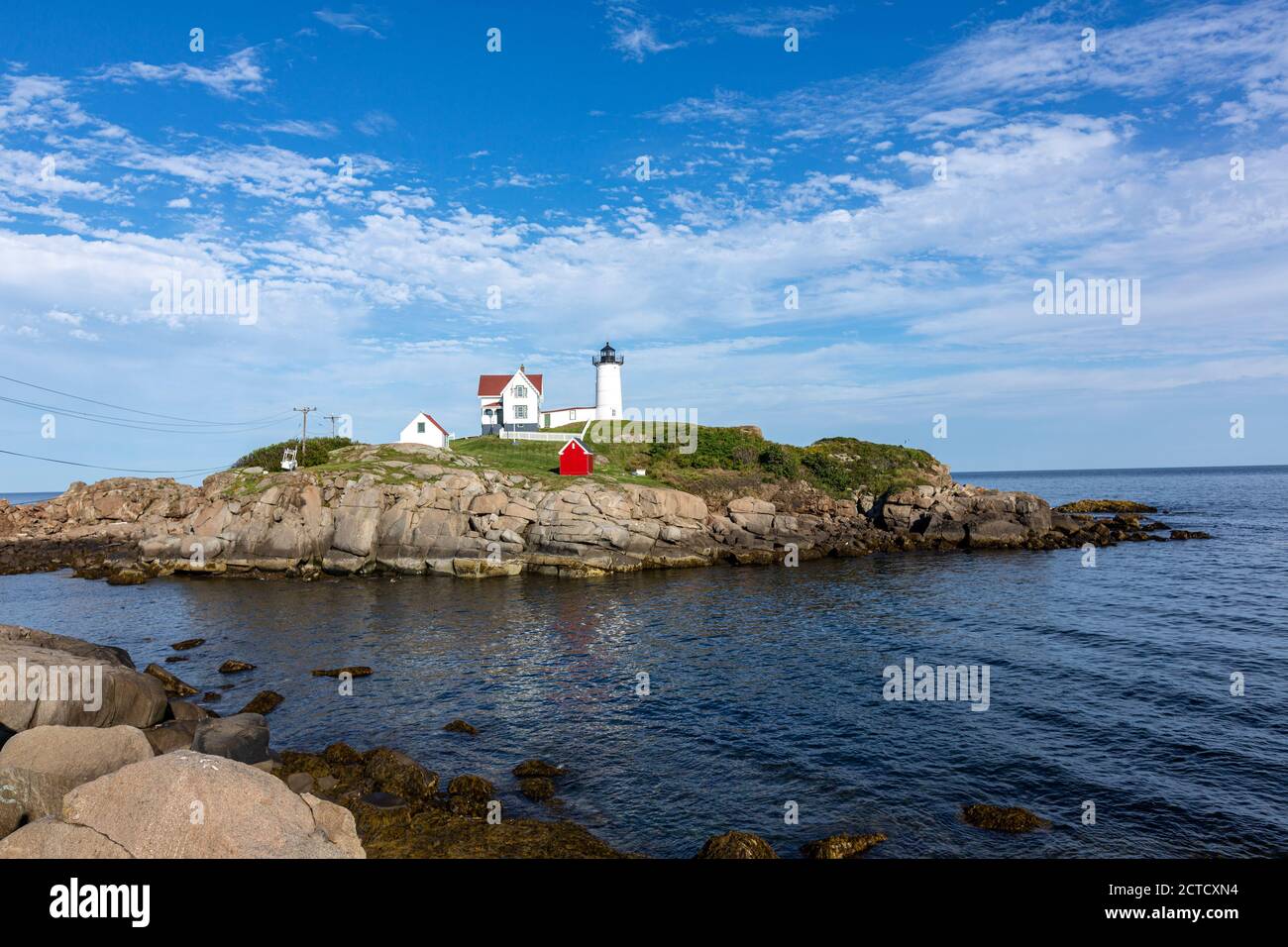 Cape Neddick Light, Nubble Island, Cape Neddick, York, Maine, Stati Uniti Foto Stock