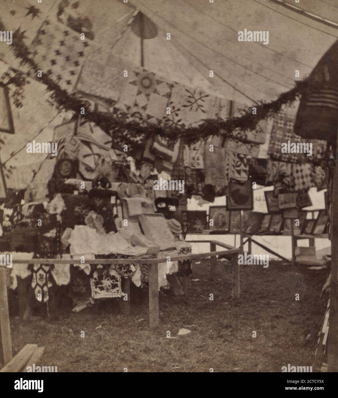 Esposizione di trapunte, tende, trapunte, New York (state Foto Stock