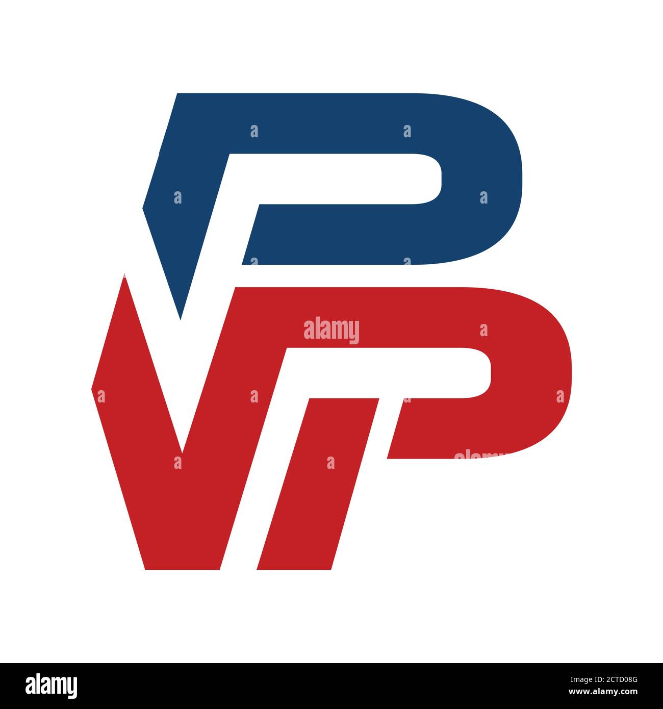 Rosso blu astratto sportivo WP logo iniziale P & W modello di icone vettoriali di concetto grafico letter Illustrazione Vettoriale