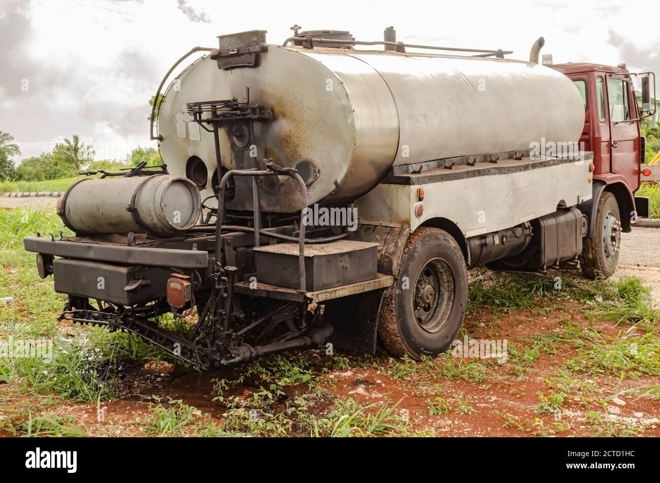 Parte posteriore del carrello distributore con bombola di gas Foto Stock