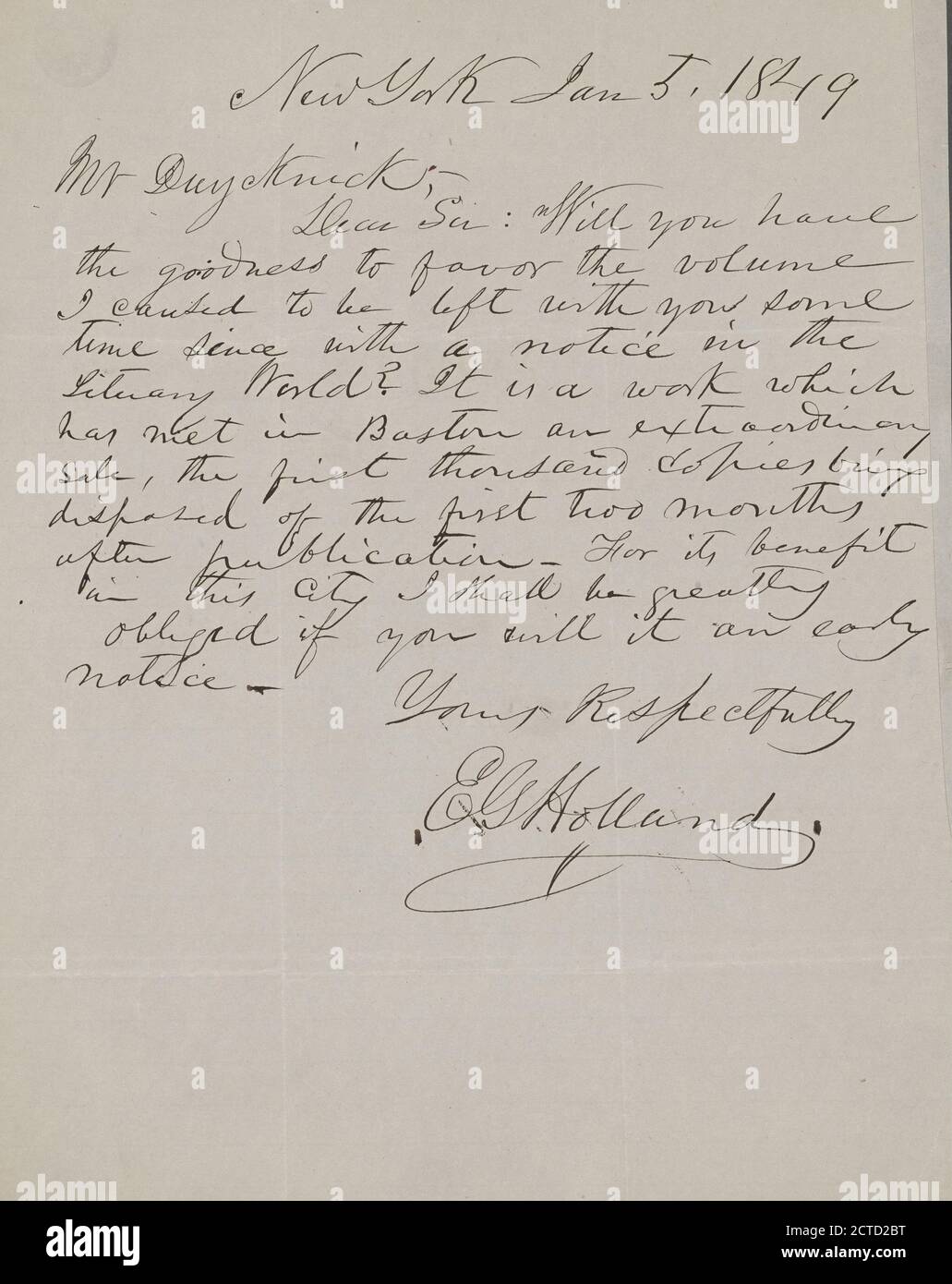 Olanda, Elihu Goodwin (1817-1878), testo, corrispondenza, 1849 Foto Stock