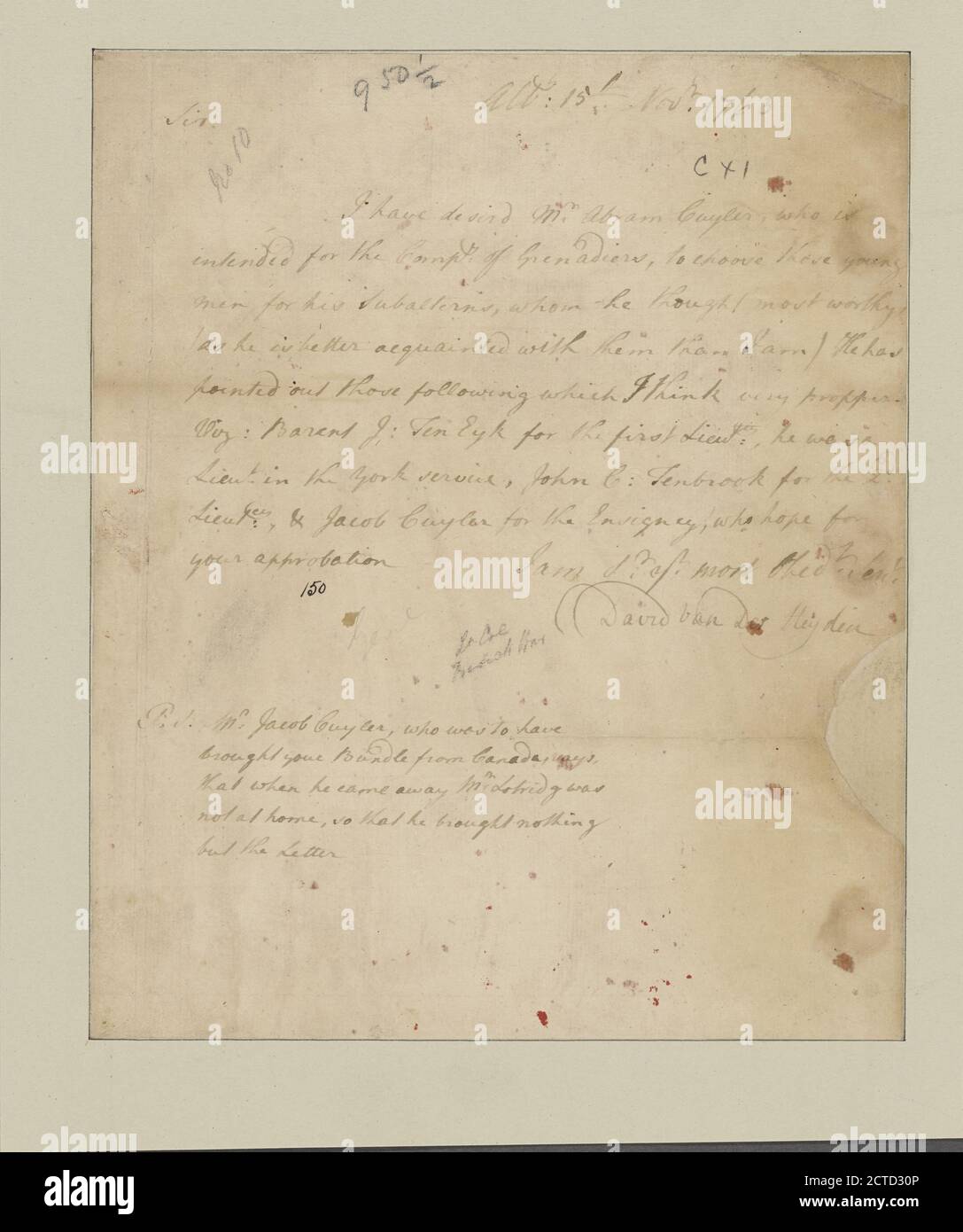Van der Heyden, David. Albany. A Sir William Johnson, testo, documenti, 1763 Foto Stock