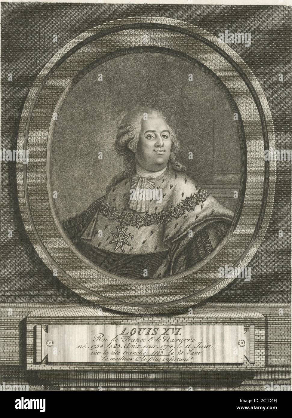 Louis XVI, Roi de France et de Navarre., fermo immagine, stampe, 1793 Foto Stock