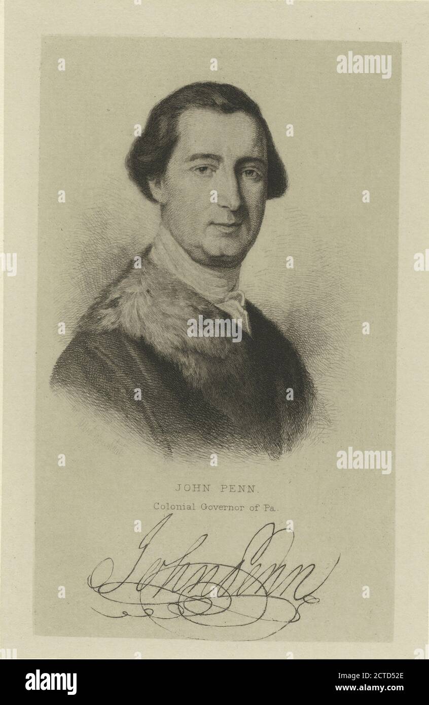 John Penn, governatore coloniale di Pa., immagine fissa, stampe, 1777 - 1890 Foto Stock
