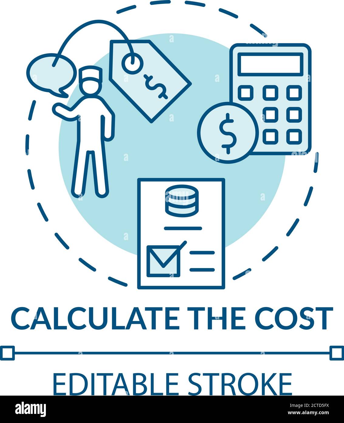 Icona Calcola concetto di costo Illustrazione Vettoriale