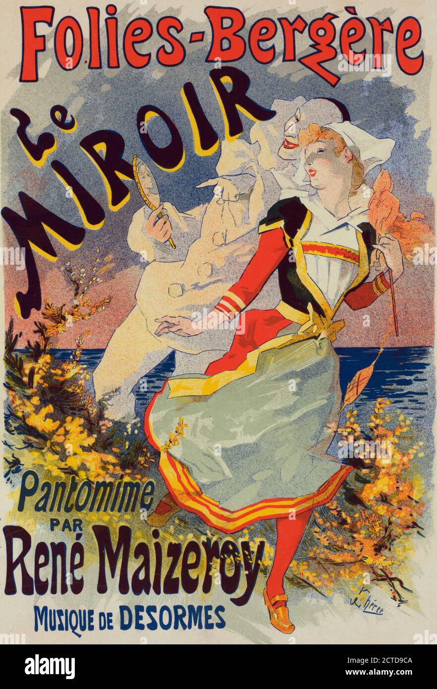 Affari pour les Folies-Bergère 'le Miroir'., testo, stampe, 1899, Chéret, Jules (1836-1932 Foto Stock