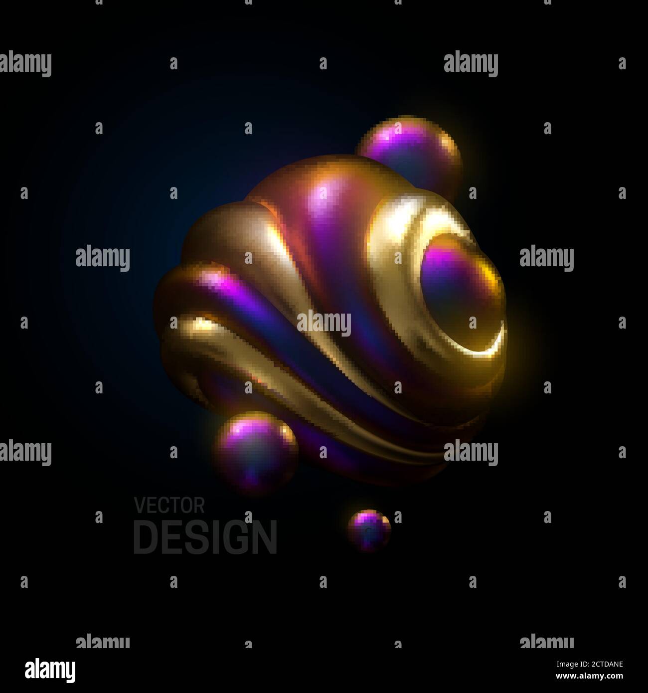 Composizione astratta con bolle sferiche 3d. Bolle lucide. Illustrazione realistica vettoriale della sostanza fluida. Banner o poster di tendenza. Futu Illustrazione Vettoriale