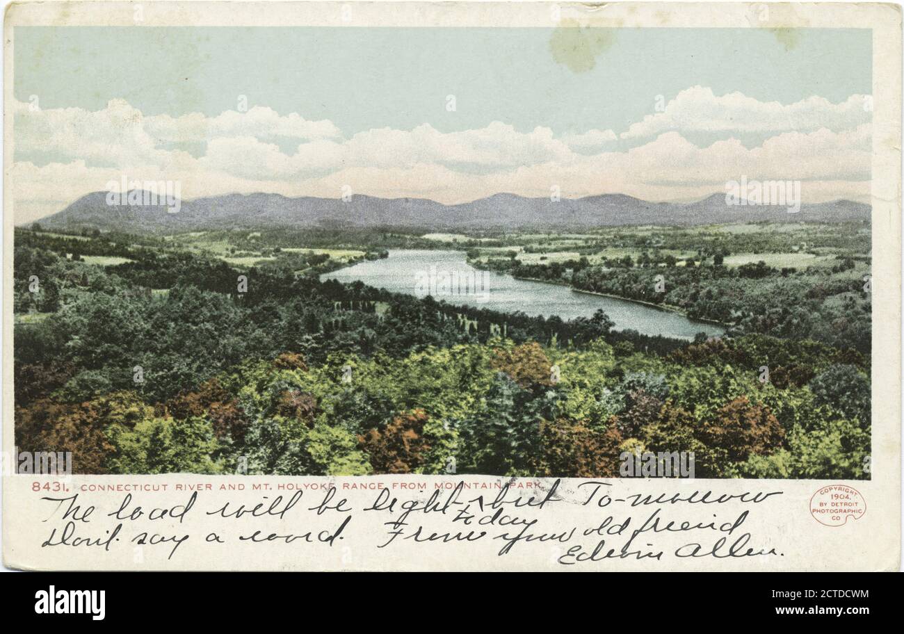 Fiume Connecticut e Mt. Holyoke Range da Mountain Park, Connecticut, fermo immagine, Cartoline, 1898 - 1931 Foto Stock