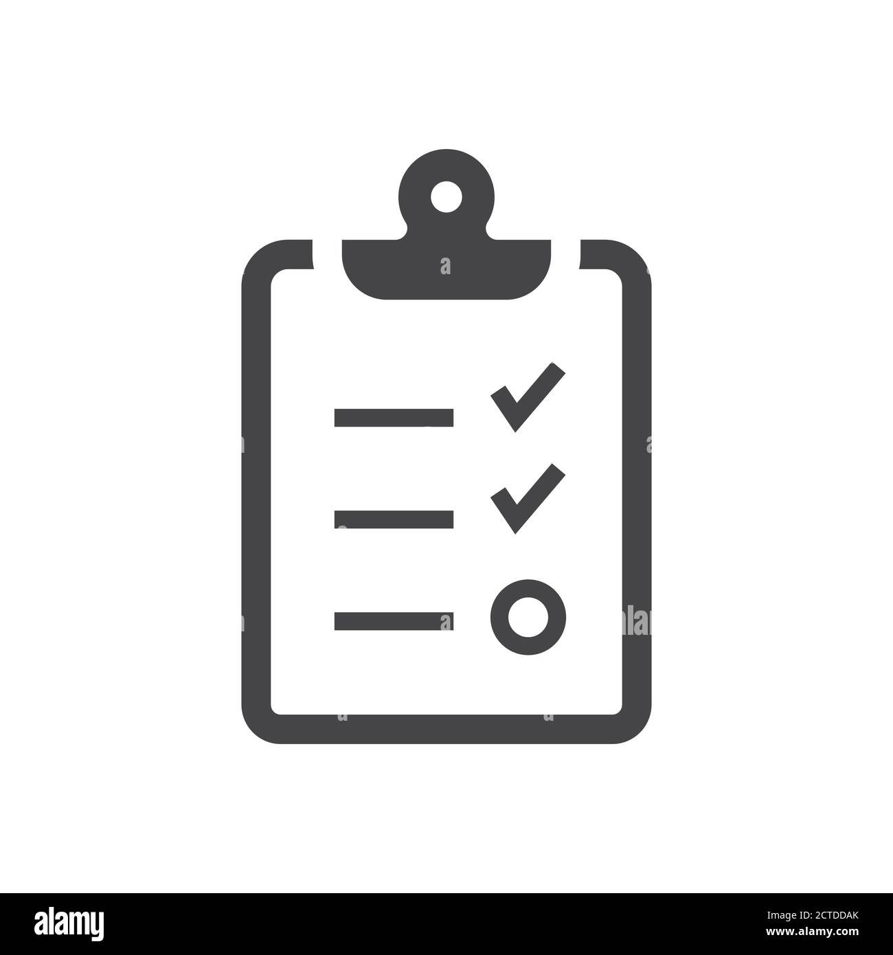 Icona vettoriale nera dell'elenco di controllo degli Appunti. Elenco attività con segno di spunta simbolo glifo. Illustrazione Vettoriale