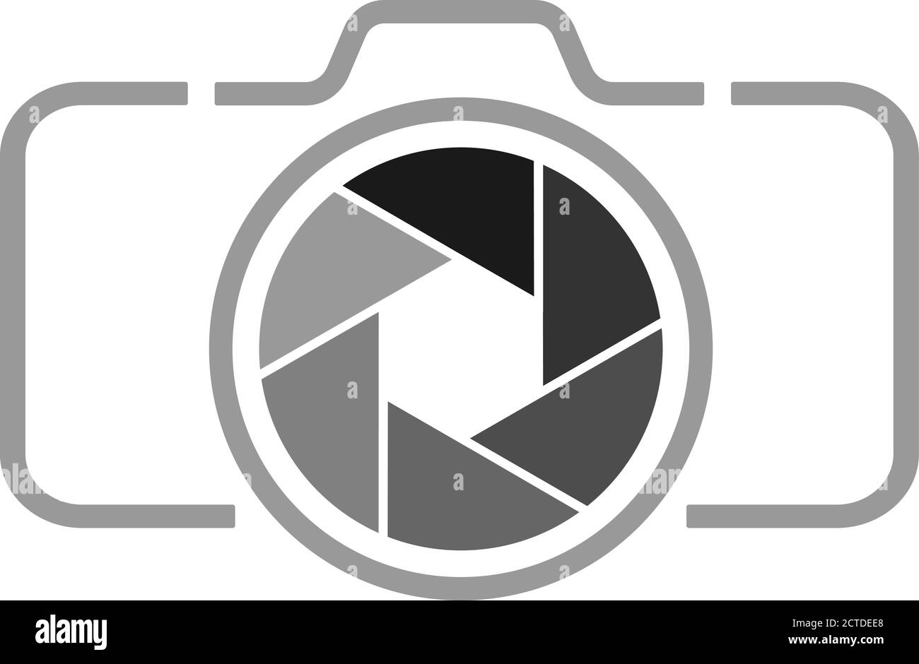 icona della telecamera grigia con illustrazione vettoriale dell'apertura Illustrazione Vettoriale