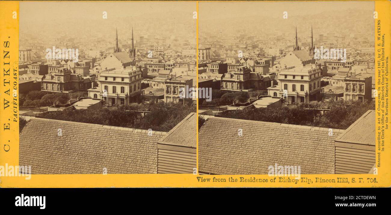 Vista dalla residenza del vescovo Kip, Rincon Hill, San Francisco., immagine, Stereographs, 1861 - 1873, Watkins, Carleton E. (1829-1916 Foto Stock