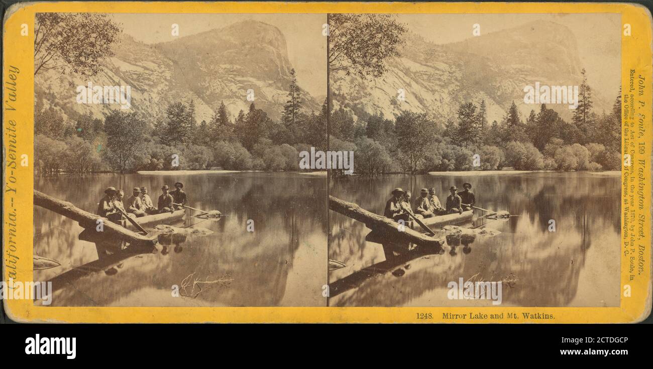 Mirror Lake e Mt. Watkins., immagine fissa, Stereographs, 1870, Soule, John P. (1827-1904 Foto Stock