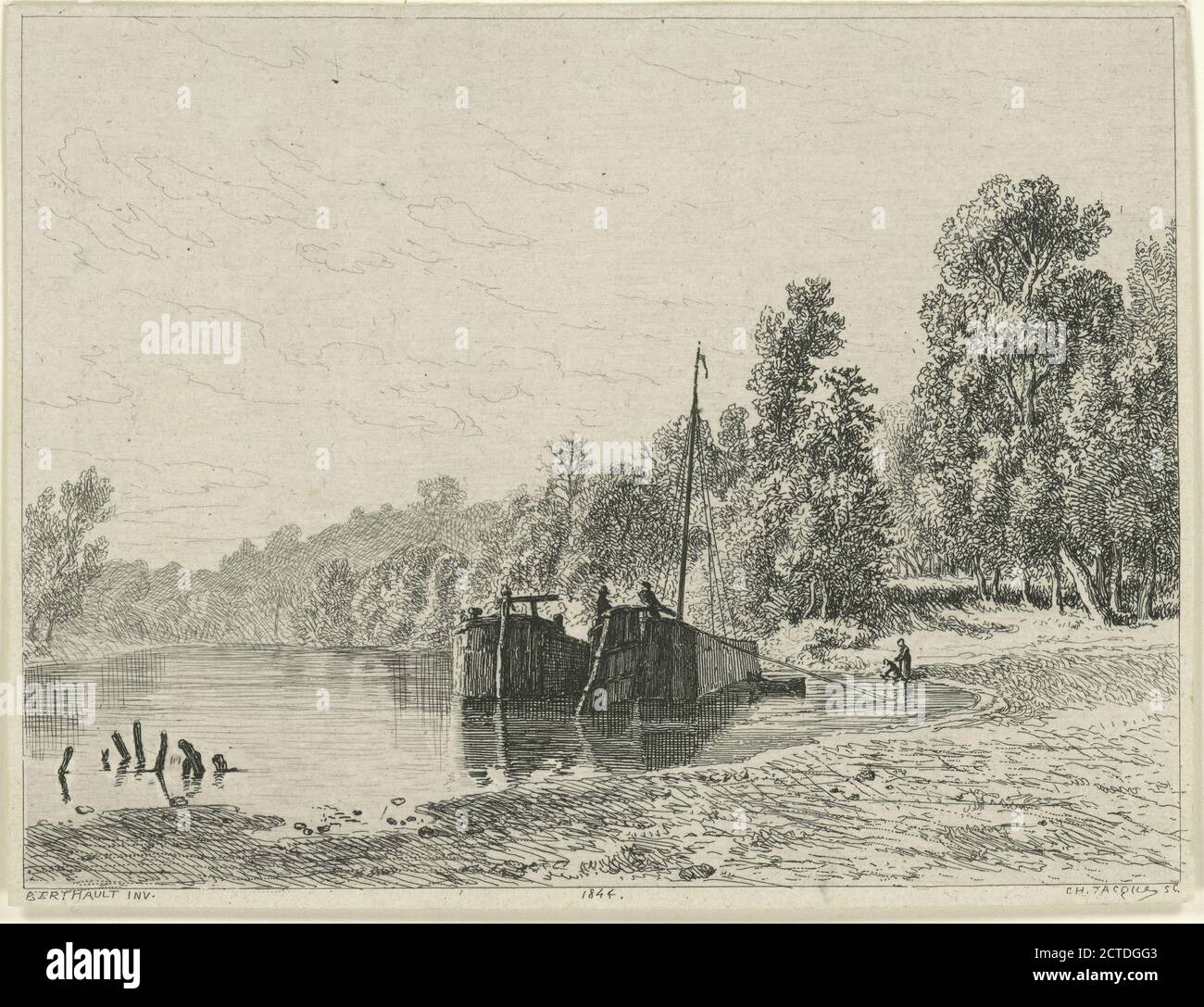 Bords d'une rivière., fermo immagine, stampe, 1844 Foto Stock