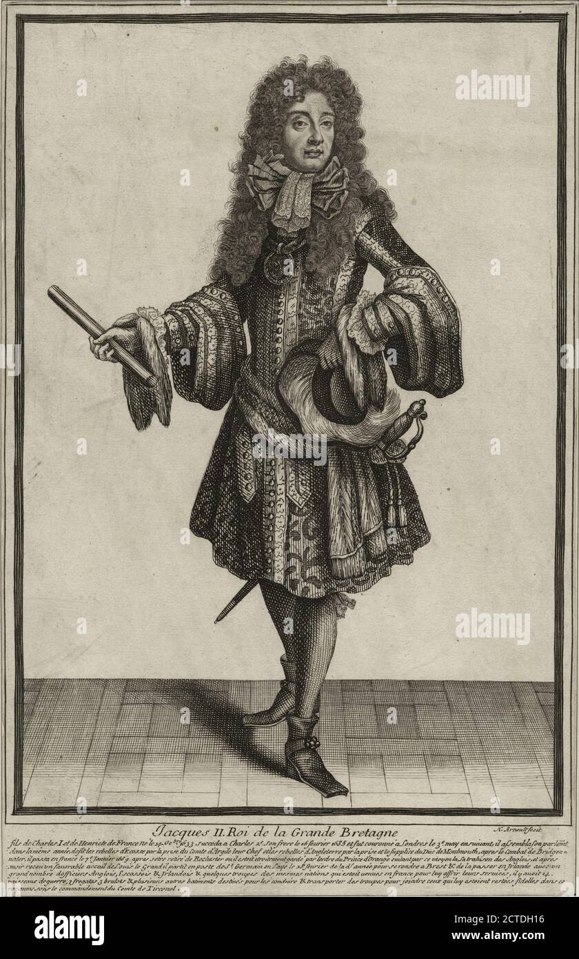 Jacques II, Roi de la Grande Bretagne., fermo immagine, stampe, 1690 Foto Stock