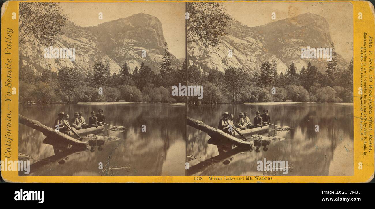 Mirror Lake e Mt. Watkins., immagine fissa, Stereographs, 1870, Soule, John P. (1827-1904 Foto Stock