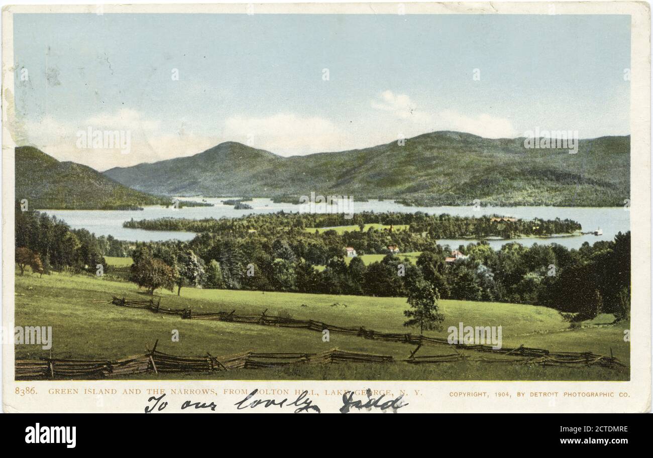Sagamore e le Narrows da Bolton Hill, Lake George, N. Y., immagine, Cartoline, 1898 - 1931 Foto Stock