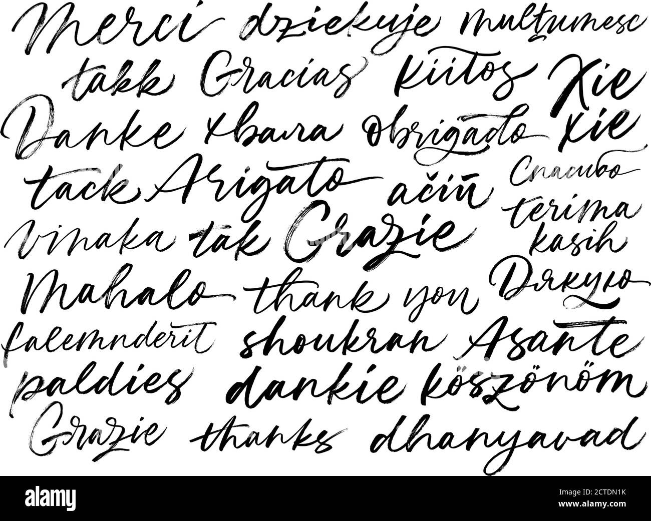 Grazie frasi in diverse lingue. Illustrazione Vettoriale