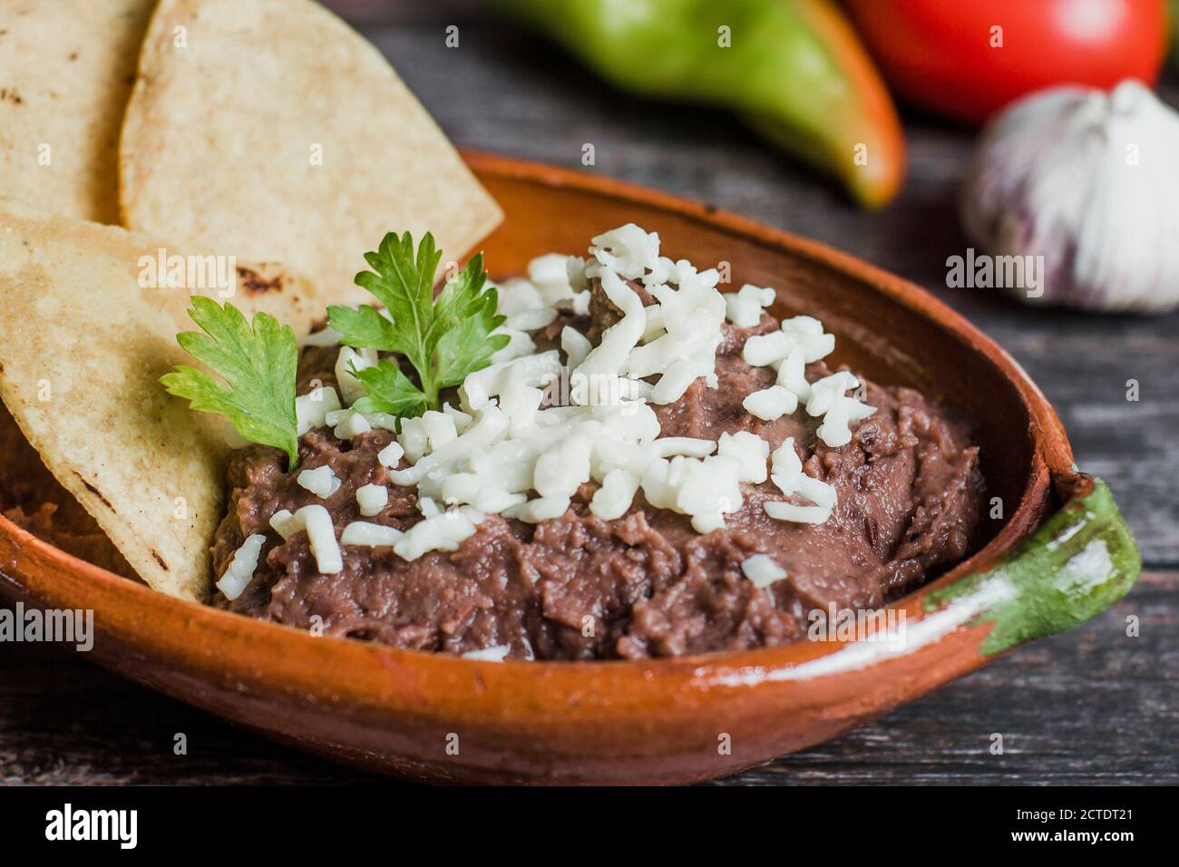 Fagioli messicani fritti in Messico Foto Stock
