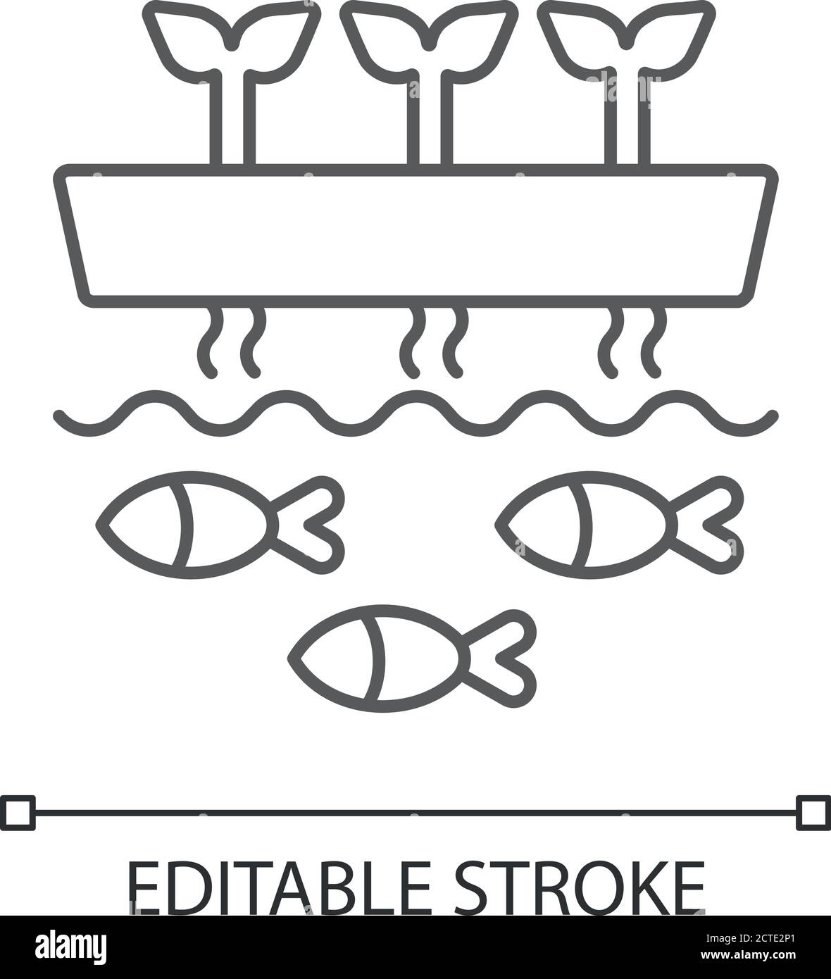Icona lineare aquaponics Illustrazione Vettoriale