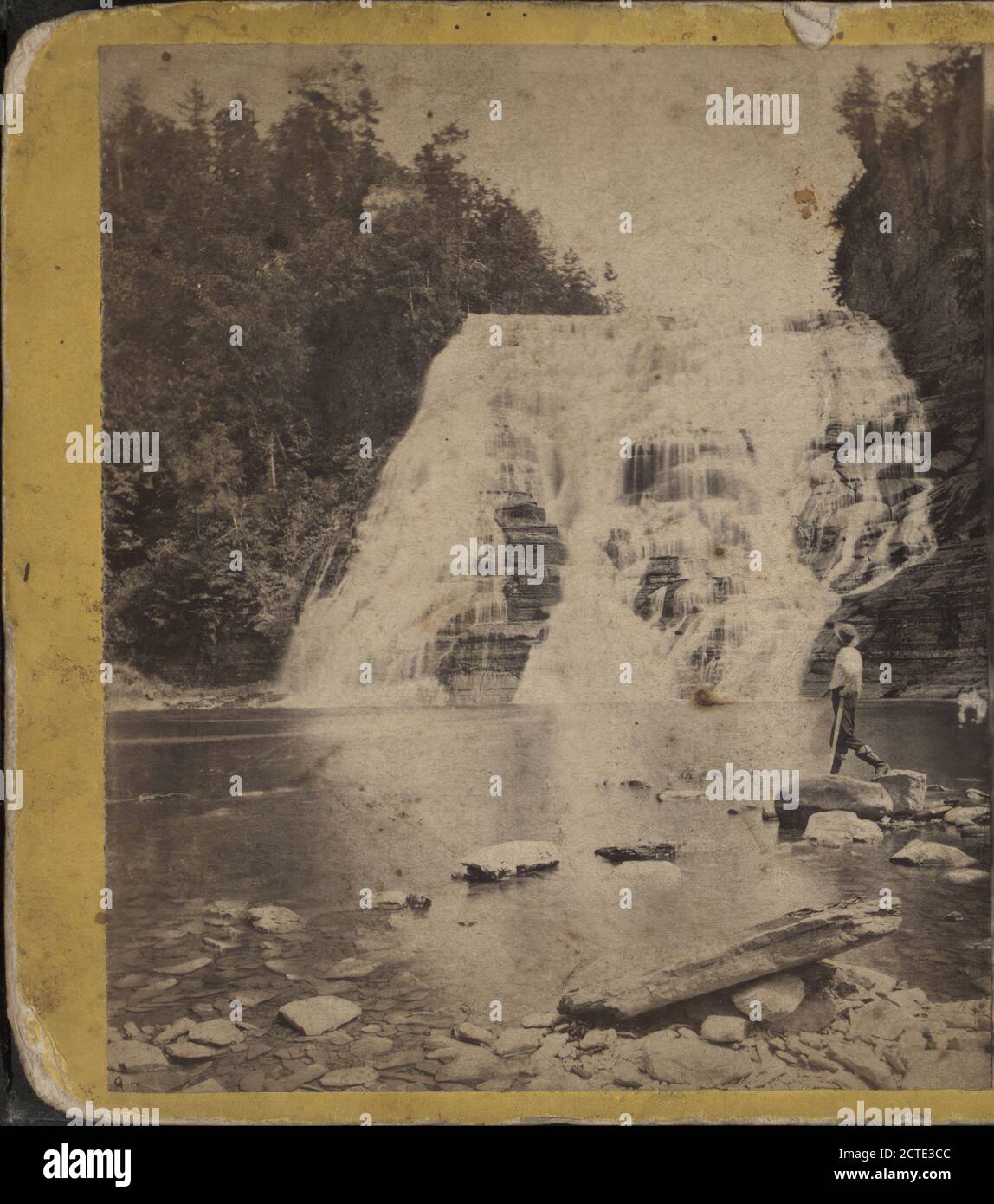 Ithaca Fall, alta 160 metri, ampia 150 metri, Crystal Pool in primo piano, Fall Creek., 1865?1880?, New York (state), Ithaca (N. Y Foto Stock