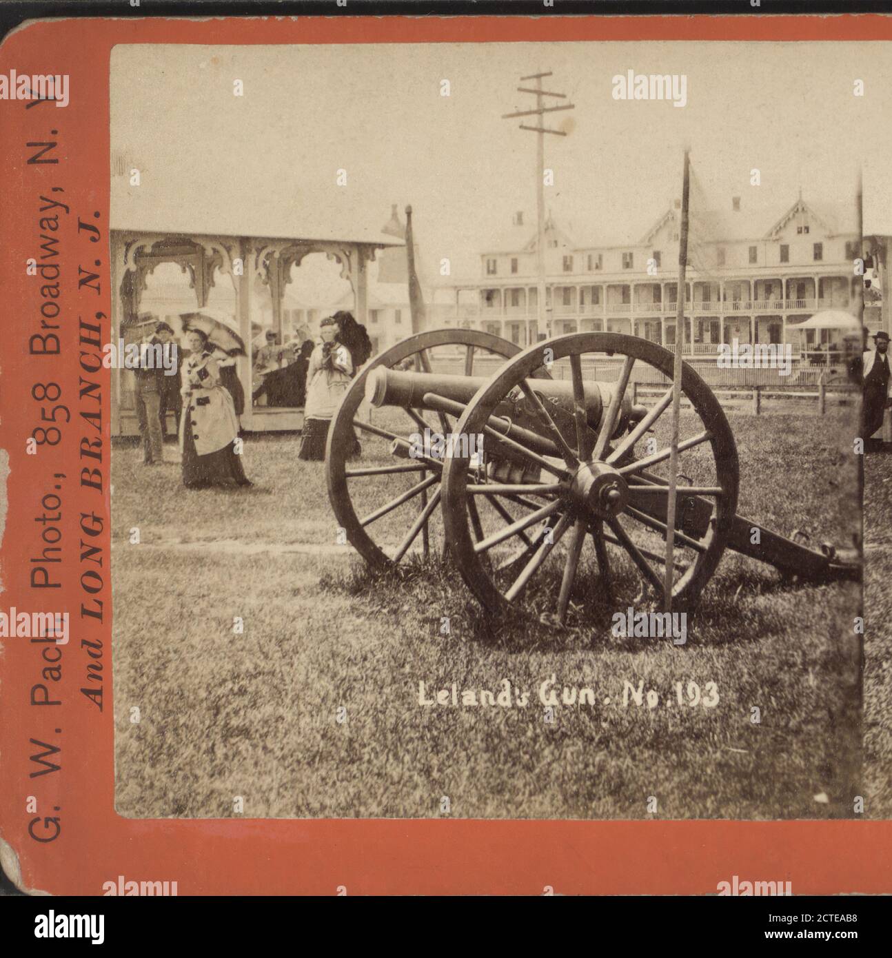 Leland's Gun., Pach, G. W. (Gustavus W.) (1845-1904), Turismo, Hotel, Cannons, gazebos, New Jersey, Long Branch (N.J.), Long Branch Foto Stock