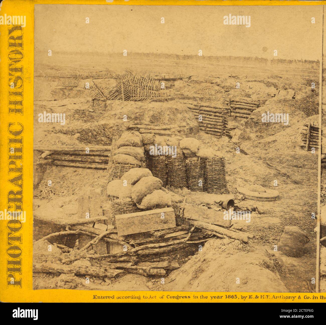 Interno del Rebel Fort Mahone, chiamato dai soldati 'Fort Damnation,'...., E. & H.T. Anthony (azienda), 1861, Stati Uniti Foto Stock