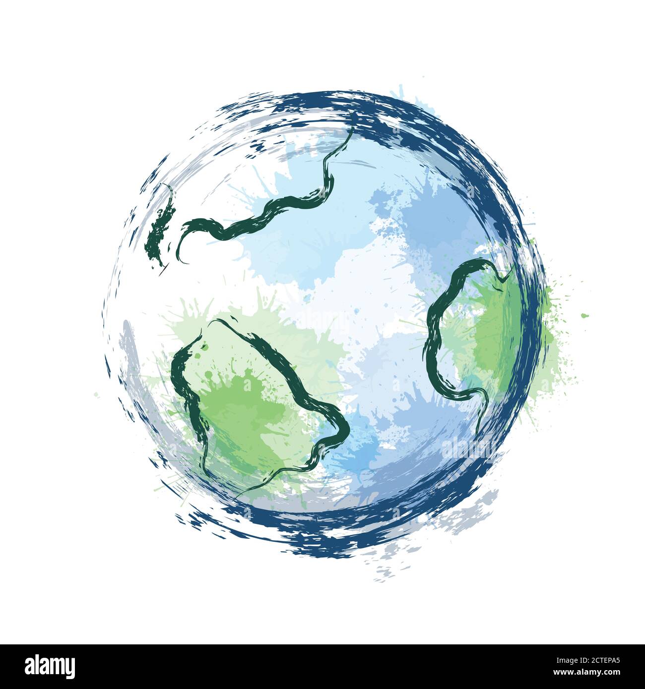 Illustrazione del pianeta terra con spruzzi di acquerello e pennellate di  inchiostro su sfondo bianco. L'oggetto è separato dallo sfondo. Elemento  vettore Immagine e Vettoriale - Alamy