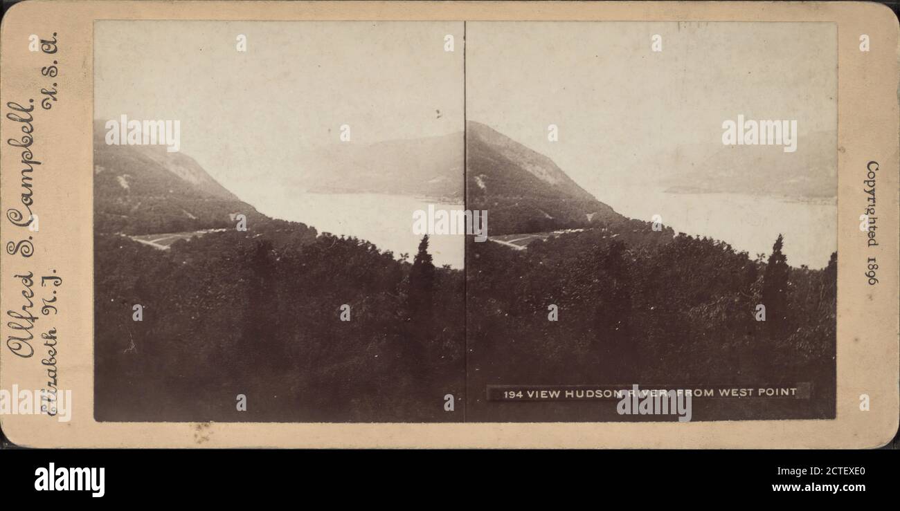 Vista sul fiume Hudson, da West Point., Campbell, Alfred S., ca. 1855-ca. 1930, New York (state), Hudson River Valley (N.Y. e N.J.), West Point (N. Y.), Hudson Highlands (N. Y Foto Stock