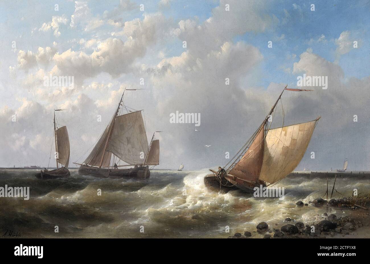Hulk i Abraham - Setting Sail - Scuola Olandese - 19 ° secolo Foto Stock