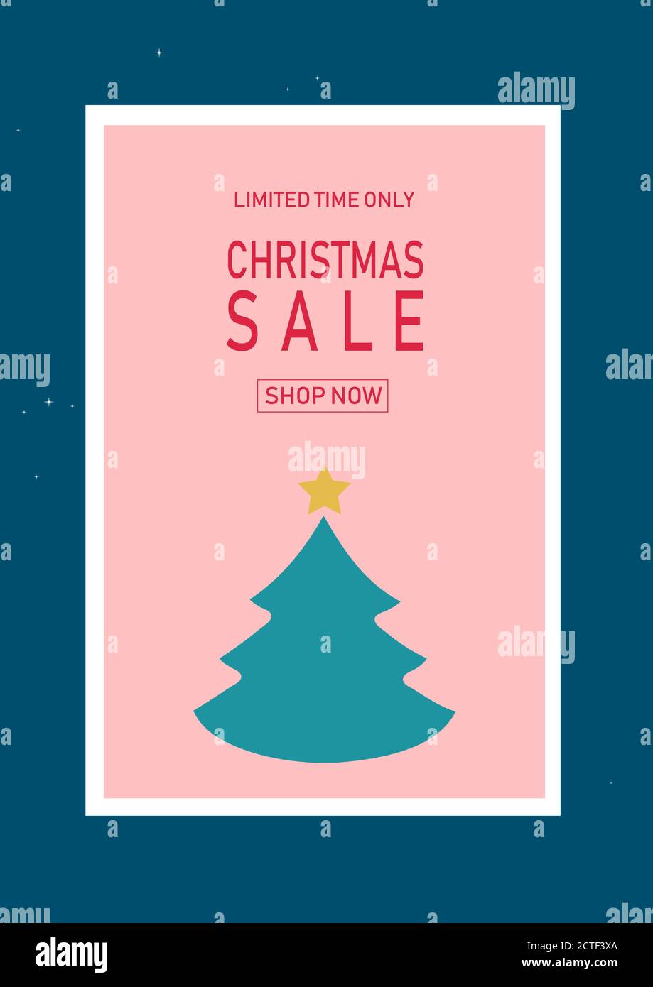 Vacanze di Natale in vendita su sfondo piatto. Solo per un periodo di tempo limitato. Modello per un banner, shopping, sconto. Illustrazione di vettore per il tuo design Illustrazione Vettoriale