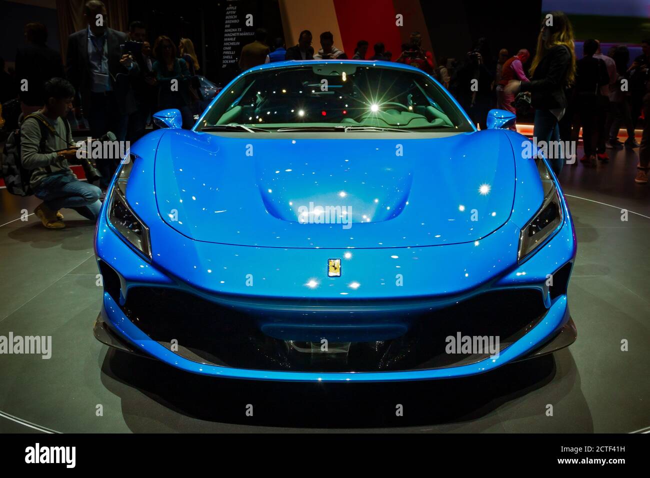 Ferrari F8 Tributo al Salone Internazionale dell'Auto di Ginevra. Ginevra, Svizzera - 5 marzo 2019. Foto Stock