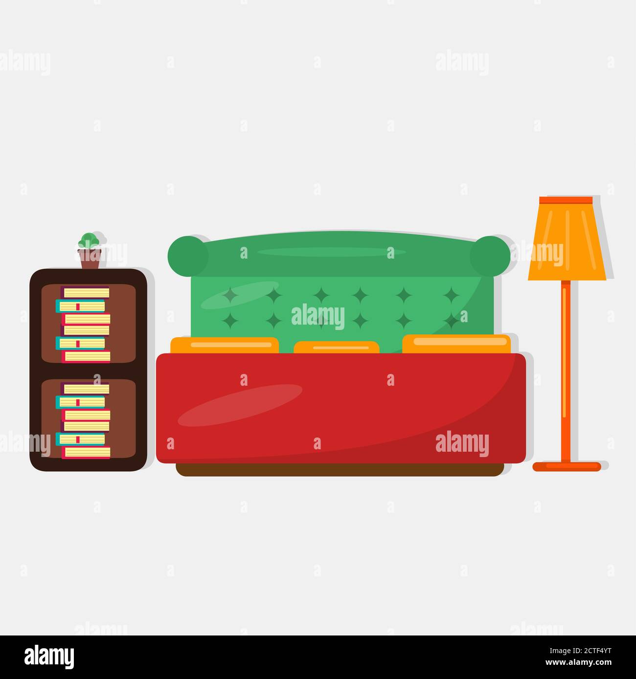 vista frontale del letto immagine vettoriale isolata in stile piatto Illustrazione Vettoriale