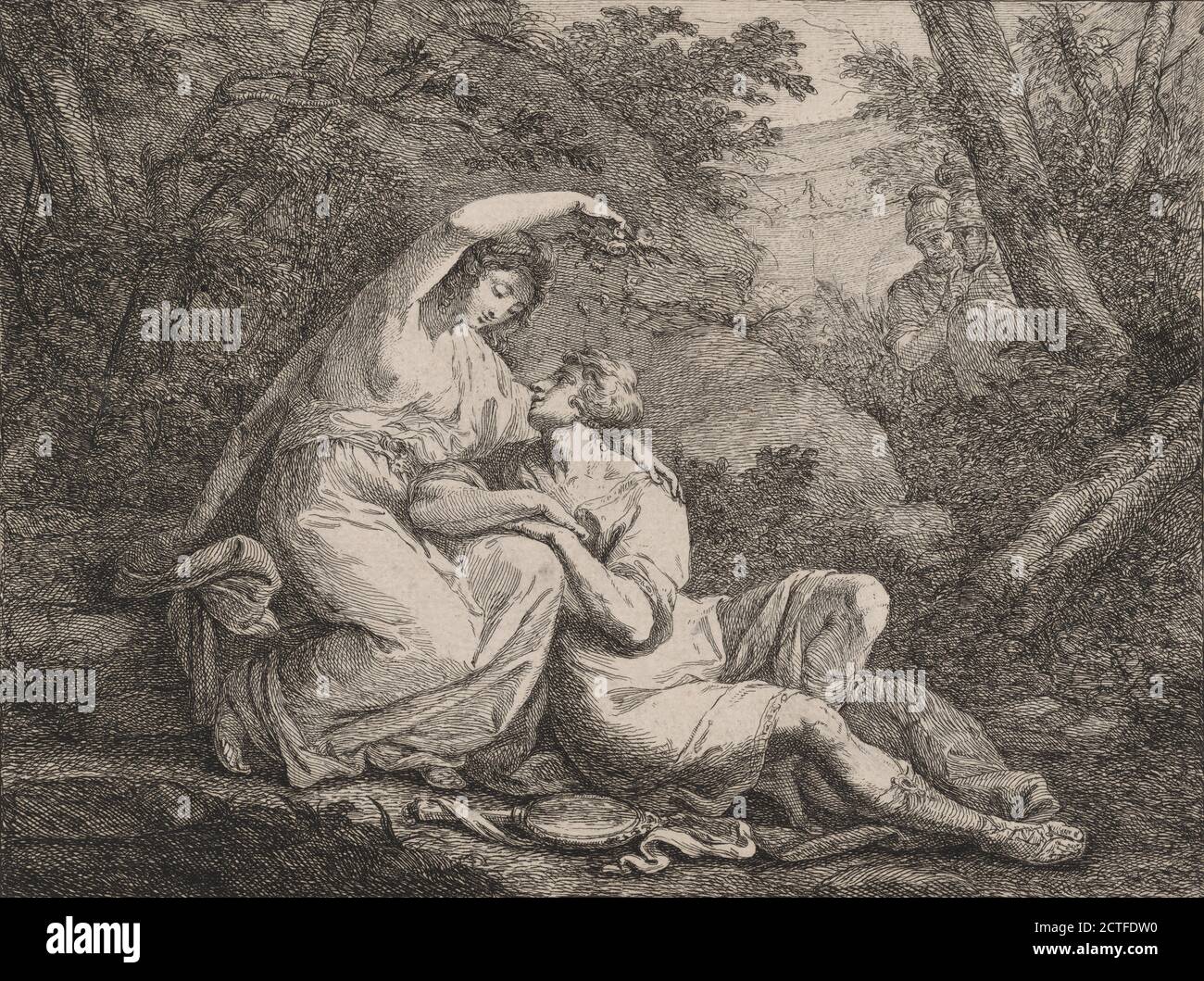 Armida incoronare Rinaldo con fiori, immagine fissa, stampe, 1771, Kauffmann, Angelica, 1741-1807, Angelica Kauffmann (Svizzera, 1741-1807 Foto Stock