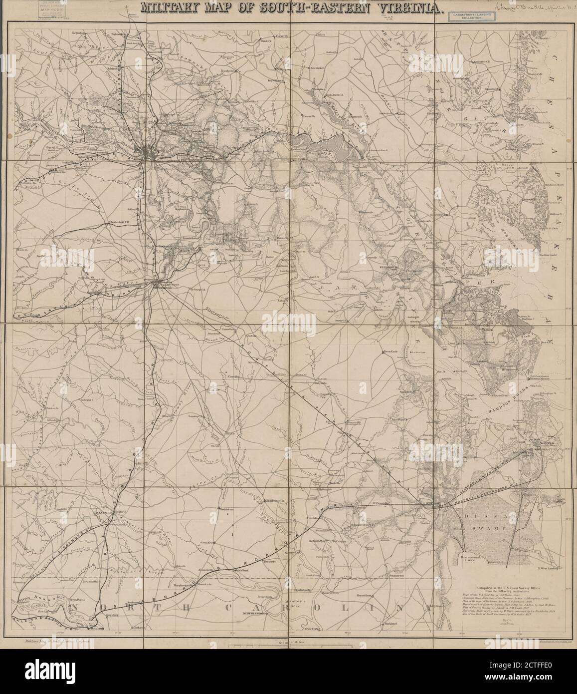 Mappa militare della Virginia sud-orientale , cartografica, Maps, 1861, Lindenkohl, H. (Henry), Krebs, Charles G Foto Stock