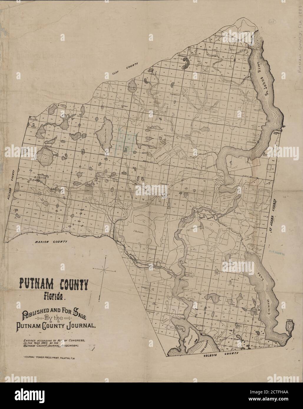Putnam County Florida, cartografia, Mappe, 1883 Foto Stock