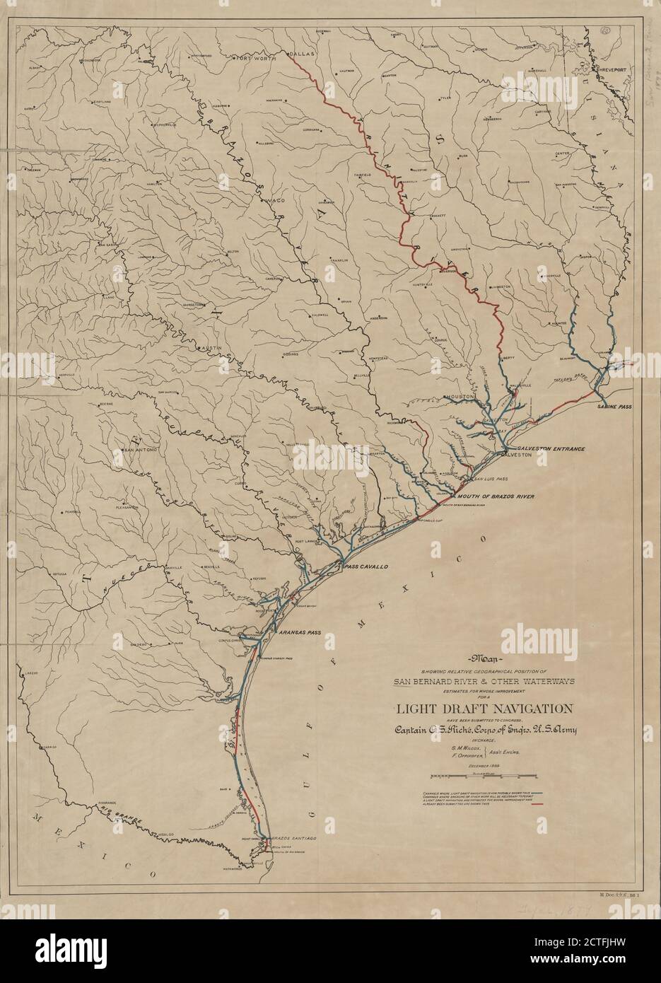 Mappa che mostra la posizione geografica relativa del fiume San Bernardo e di altri corsi d'acqua, cartografica, Maps, 1899, Riché, C. S. (Charles Swift), 1864-1936, Wilcox, S. M., Oppikofer, F. Foto Stock