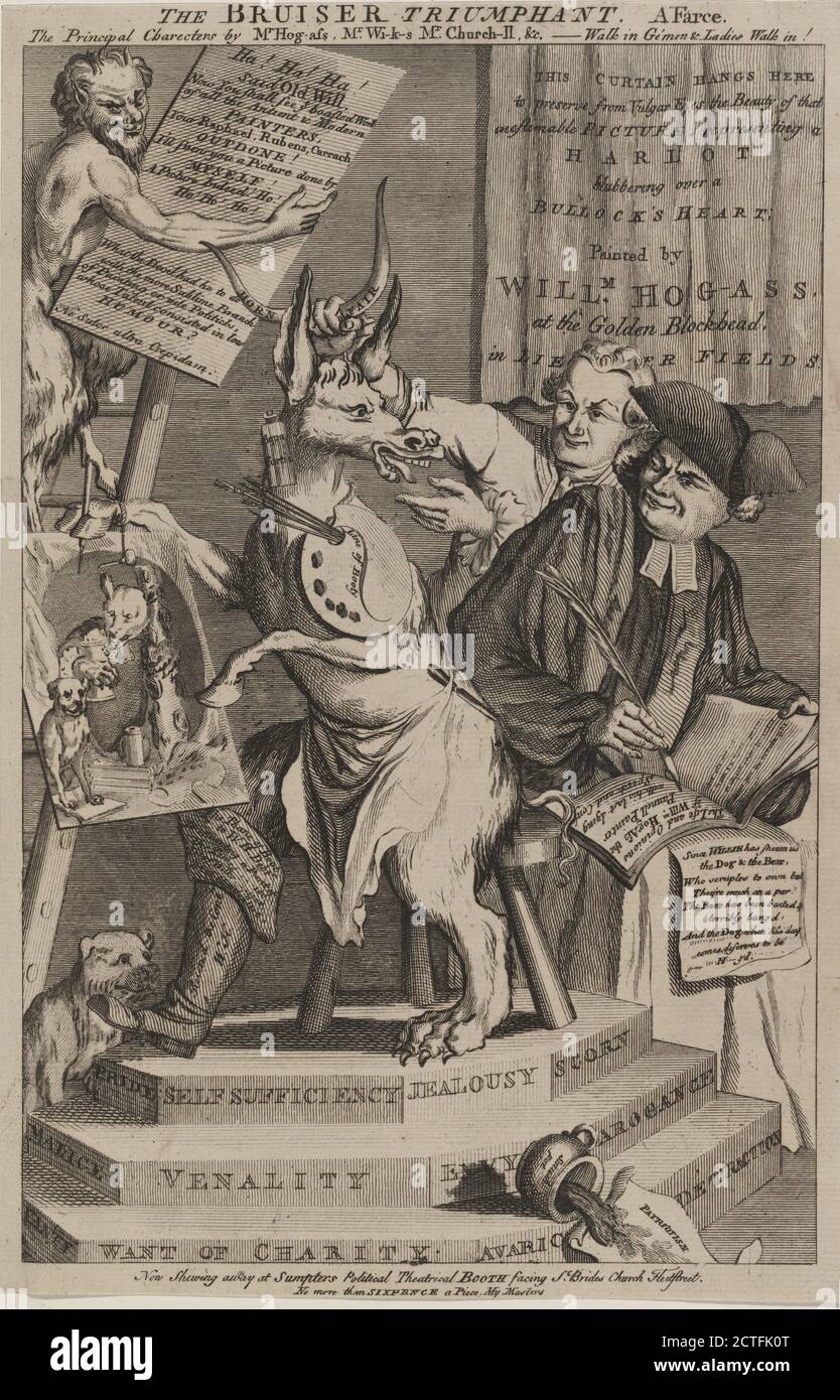 Il Bruiser Triumphant. Una farsa., immagine fissa, stampe, 1763, Hogarth, William, 1697-1764 Foto Stock