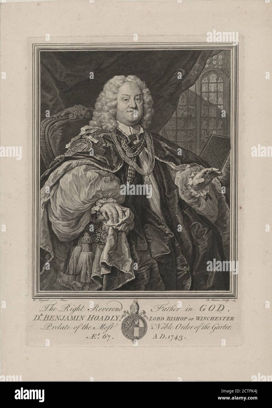 Il Reverendo di destra Padre in Dio, Dr. Benjamin Hohly, Signore Vescovo di Winchester..., immagine, stampe, 1743, Hogarth, William, 1697-1764 Foto Stock