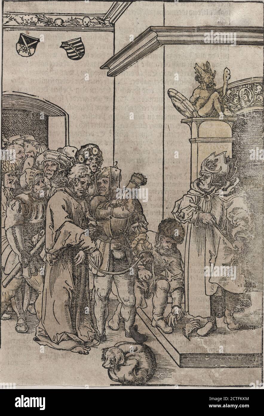 Cristo prima di Caiaphas, immagine fissa, stampe, 1509, Cranach, Lucas, 1472-1553 Foto Stock