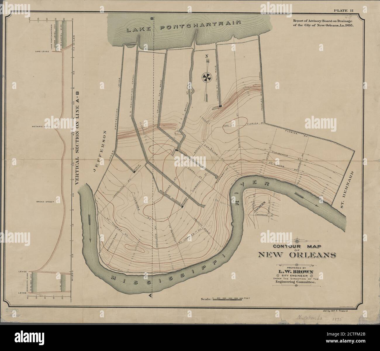 Plate II, cartografico, Mappe, 1895, marrone, Lucinda White, 1822-1917 Foto Stock