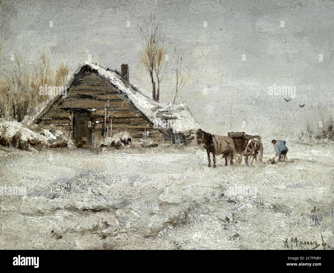Mauve Anton - un contadino al lavoro su una cantina Giorno - Scuola Olandese - 19 ° secolo Foto Stock