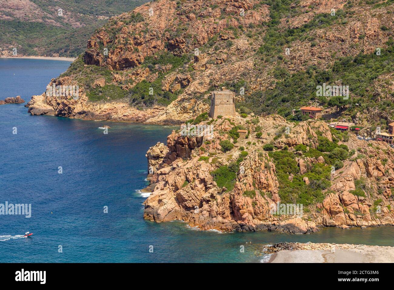 La città di Porto e le insenature di piana (Calanques de piana) in Corsica, Francia Foto Stock