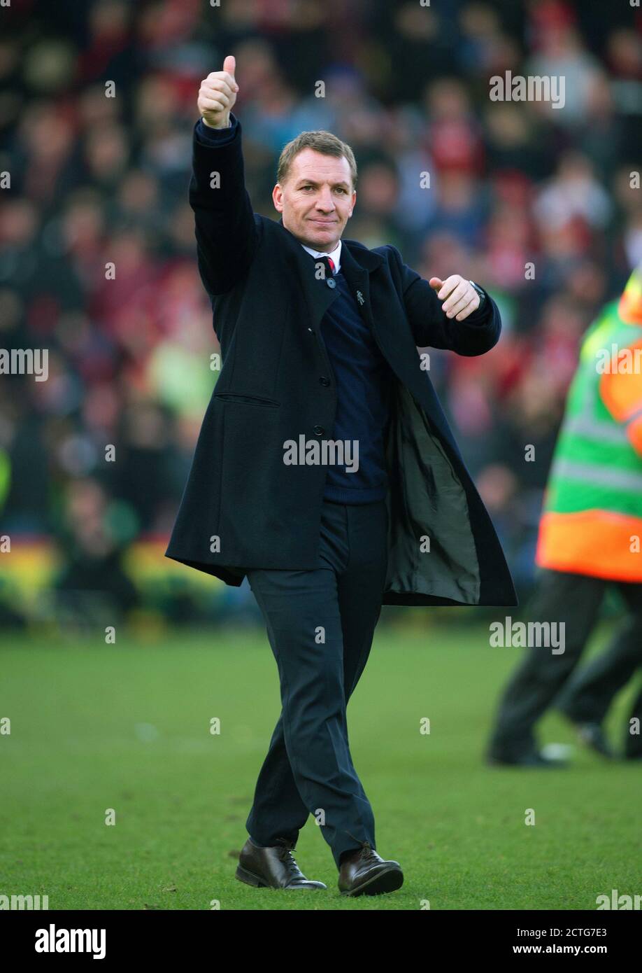 Brendan Rodgers celebra e saluta il viaggio Liverpool AFC Bournemouth v Liverpool fa CUP R4 Copyright Picture : MARK PAIN / ALAMY Foto Stock