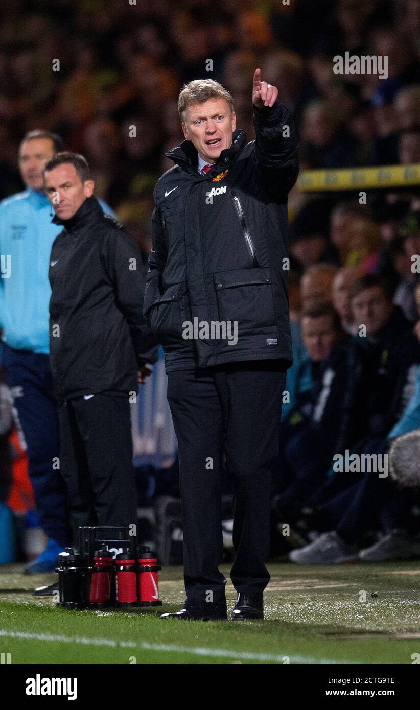 DAVID MOYES RIMPROVERÒ I SUOI GIOCATORI NORWICH CITY CONTRO MANCHESTER UTD PREMIER LEAGUE - CARROW ROAD PICTURE : © MARK PAIN 28/12/2013 Foto Stock