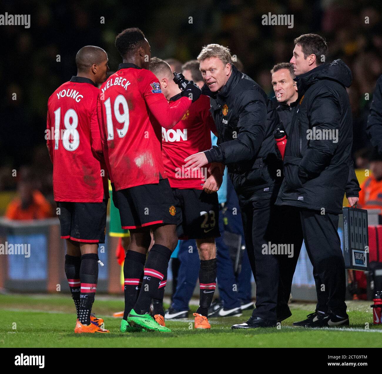 DAVID MOYES RIMPROVERÒ I SUOI GIOCATORI NORWICH CITY CONTRO MANCHESTER UTD PREMIER LEAGUE - CARROW ROAD PICTURE : © MARK PAIN 28/12/2013 Foto Stock