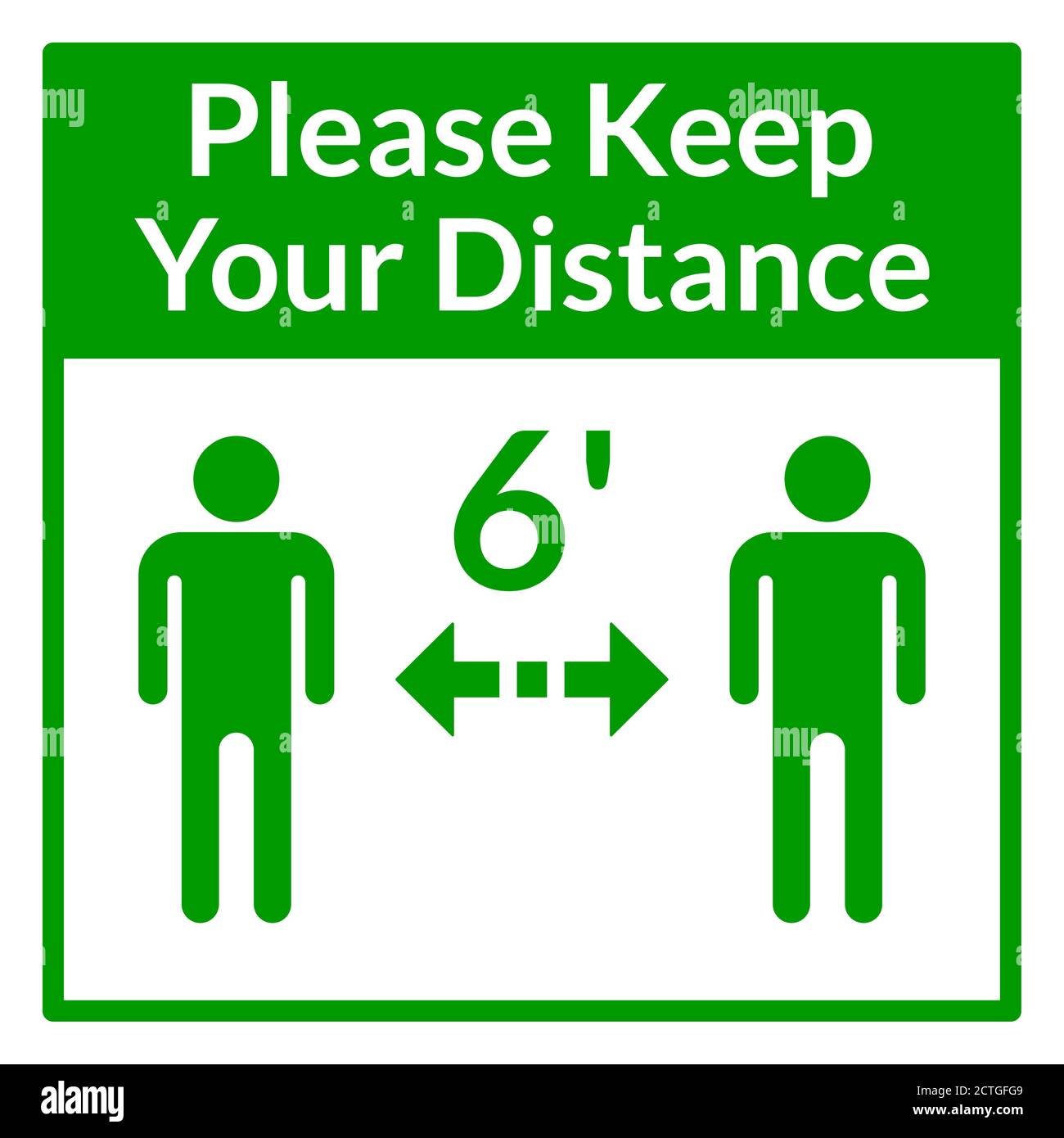 Si prega di mantenere la distanza 6 piedi quadrato Social Distancing Instruction icona. Immagine vettoriale. Illustrazione Vettoriale
