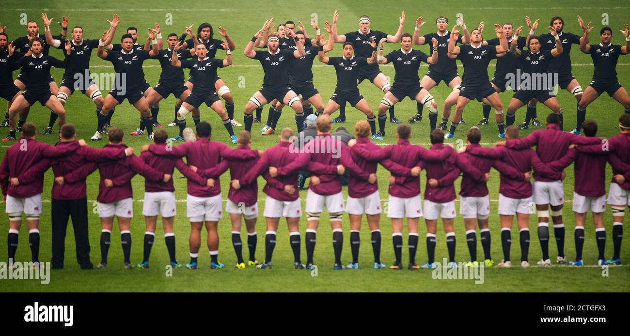 THE ALL BLACKS ESEGUIRE HAKA INGHILTERRA v NEW ZEALAND QBE INTERNATIONAL - TWICKENHAM Copyright Picture : Mark Pain 17/11/2013 Foto Stock