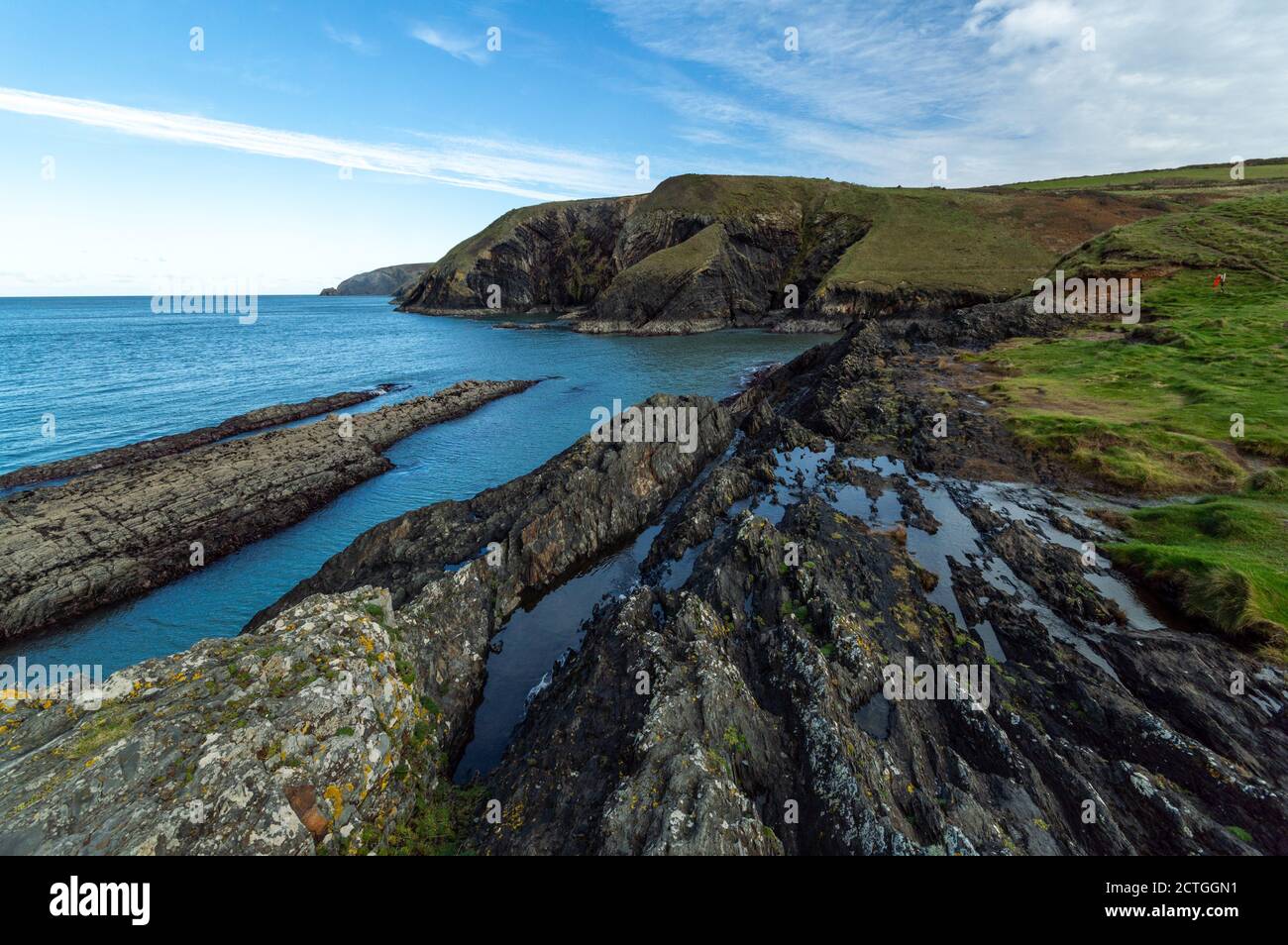 Ceibwr Bay dal sentiero costiero di Pembroke Foto Stock