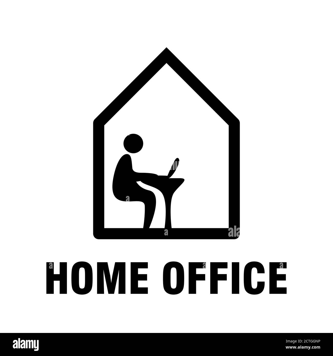 Icona di persona che lavora da casa per l'ufficio domestico. Immagine vettoriale. Illustrazione Vettoriale