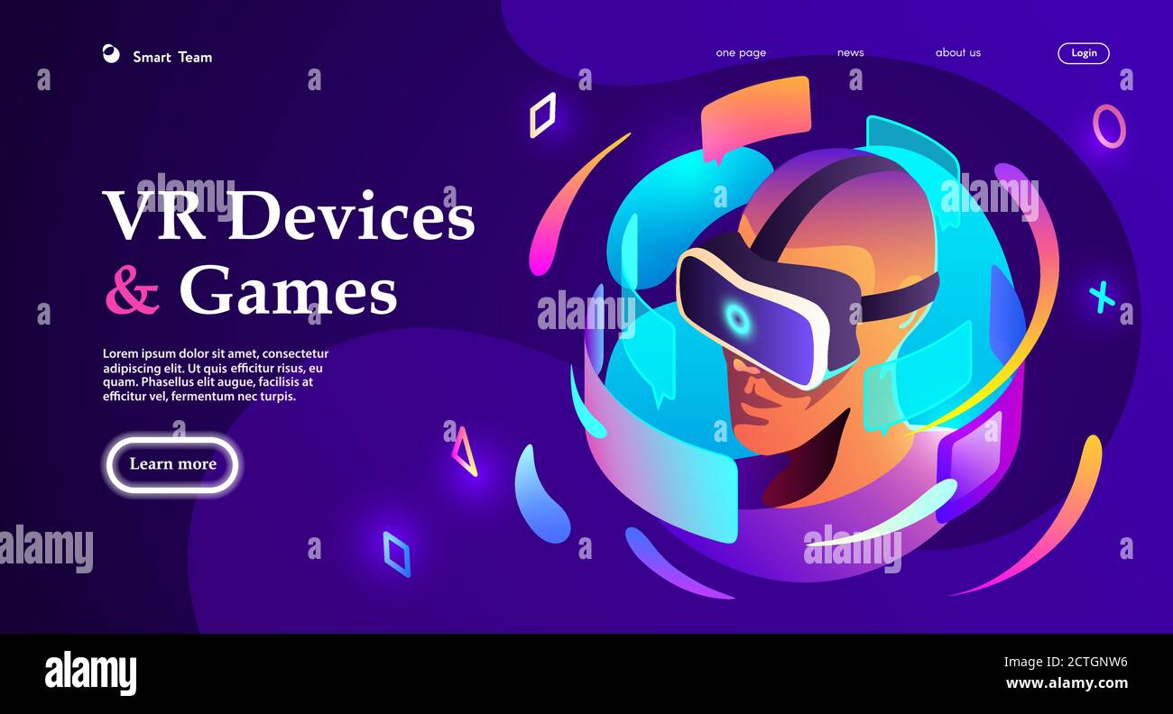 Uomo che indossa la realtà virtuale auricolare. Illustrazione Vettoriale